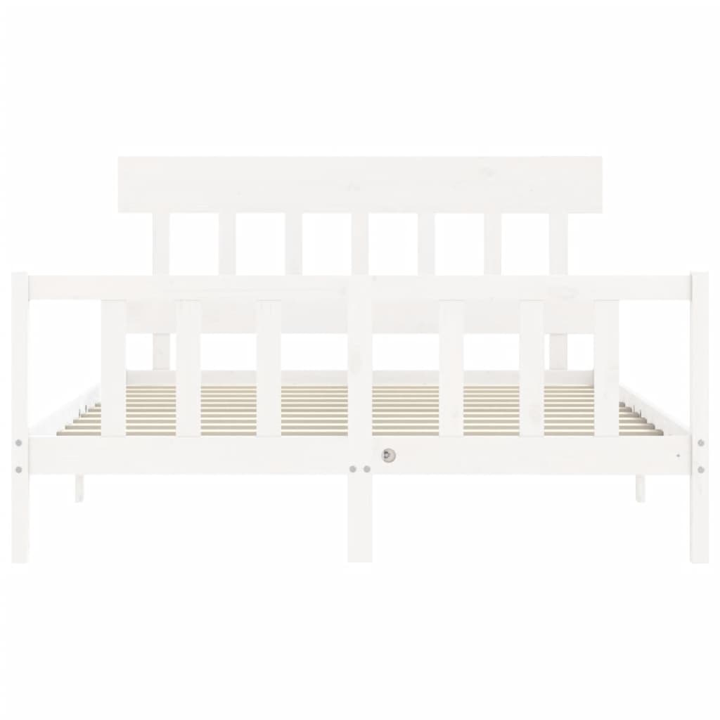 Cadre de lit sans matelas blanc 160x200 cm bois de pin massif - XIOS