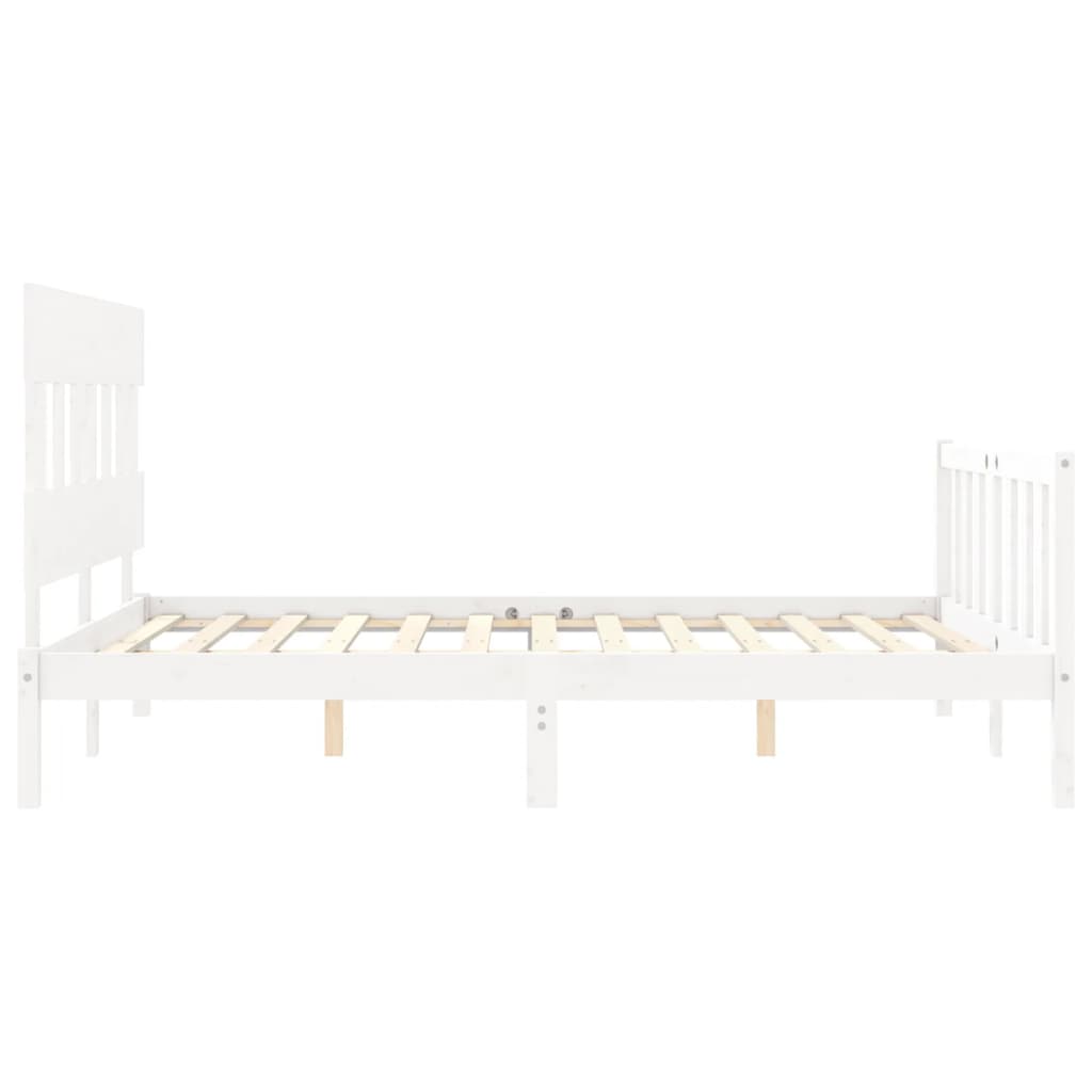 Cadre de lit sans matelas blanc 160x200 cm bois de pin massif - XIOS