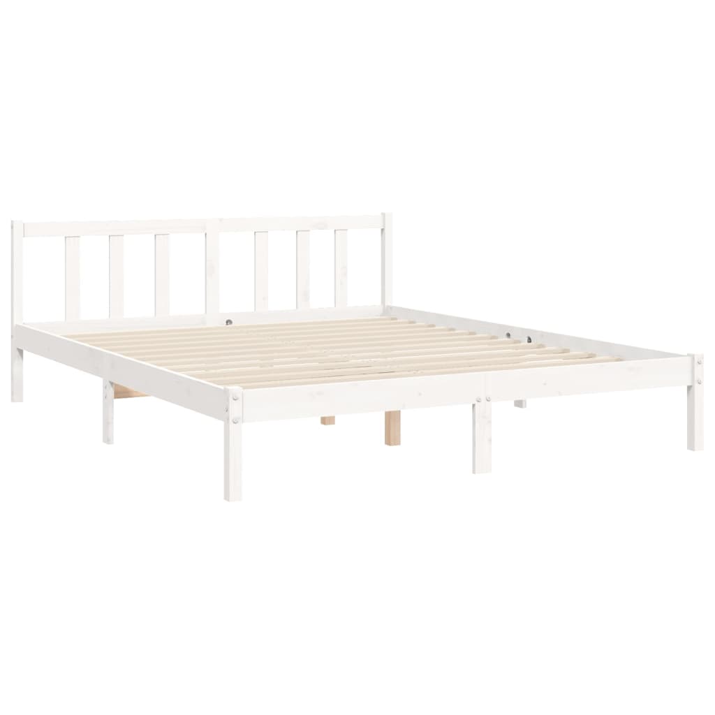 Cadre de lit sans matelas blanc 160x200 cm bois de pin massif - XIOS