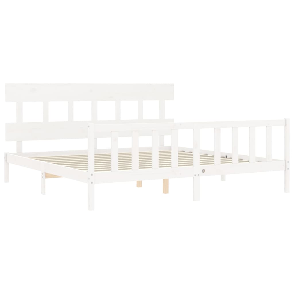 Cadre de lit sans matelas blanc 200x200 cm bois massif de pin - XIOS