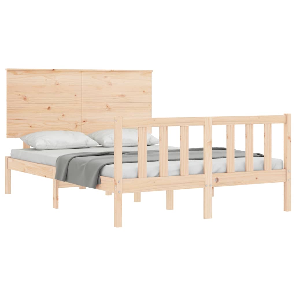 Cadre de lit sans matelas 140x190 cm bois de pin massif - XIOS