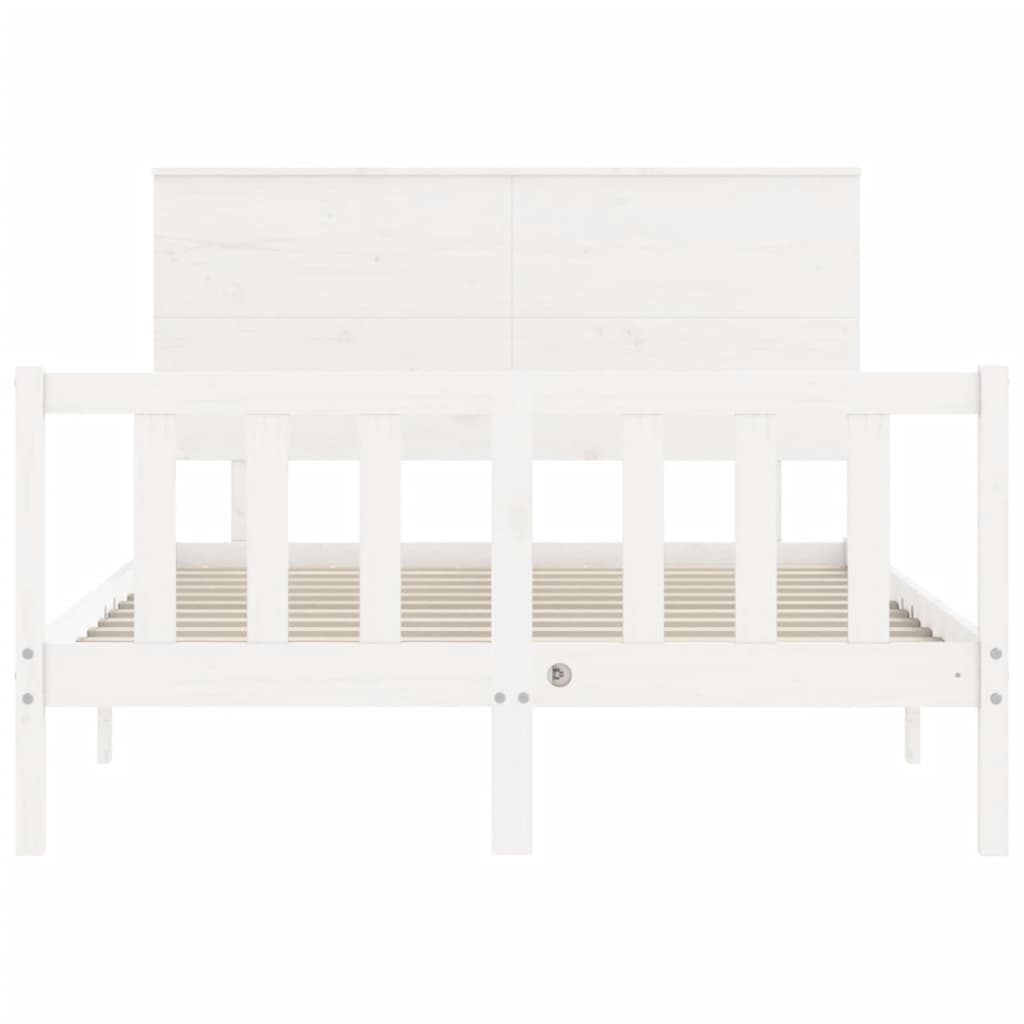 Cadre de lit sans matelas blanc 140x190 cm bois de pin massif - XIOS