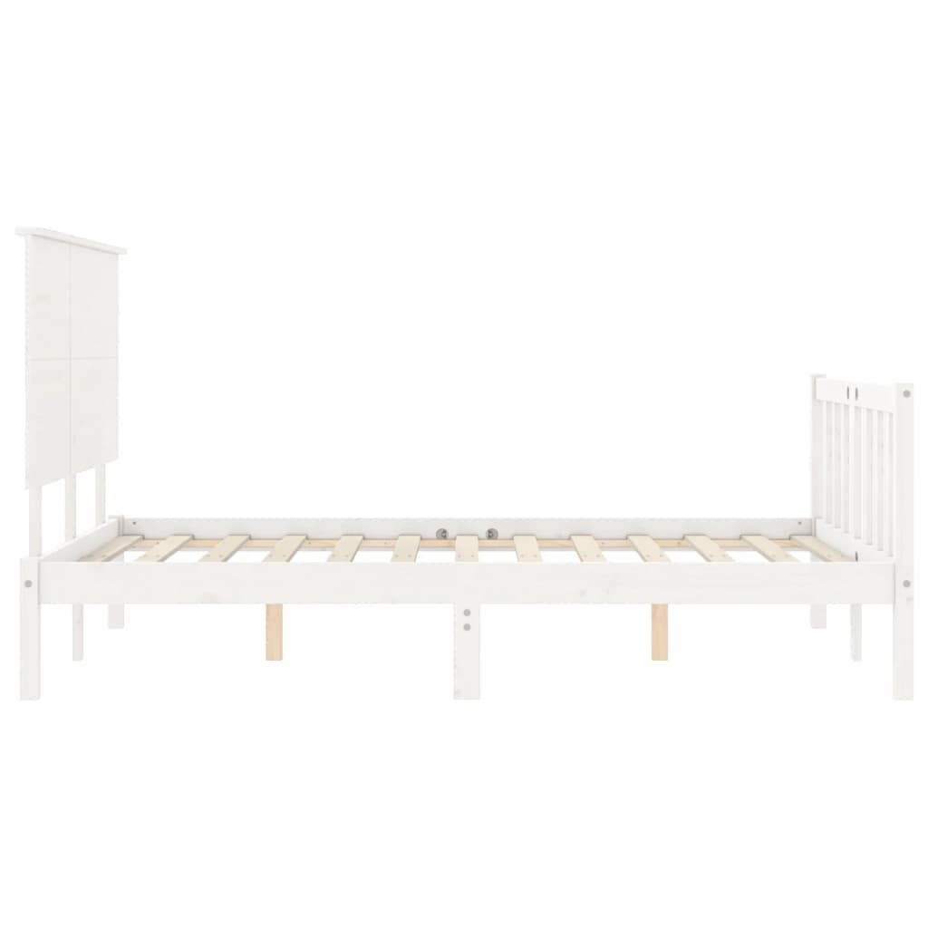 Cadre de lit sans matelas blanc 140x190 cm bois de pin massif - XIOS