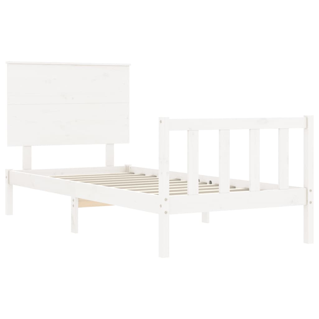 Cadre de lit sans matelas blanc 90x200 cm bois de pin massif - XIOS