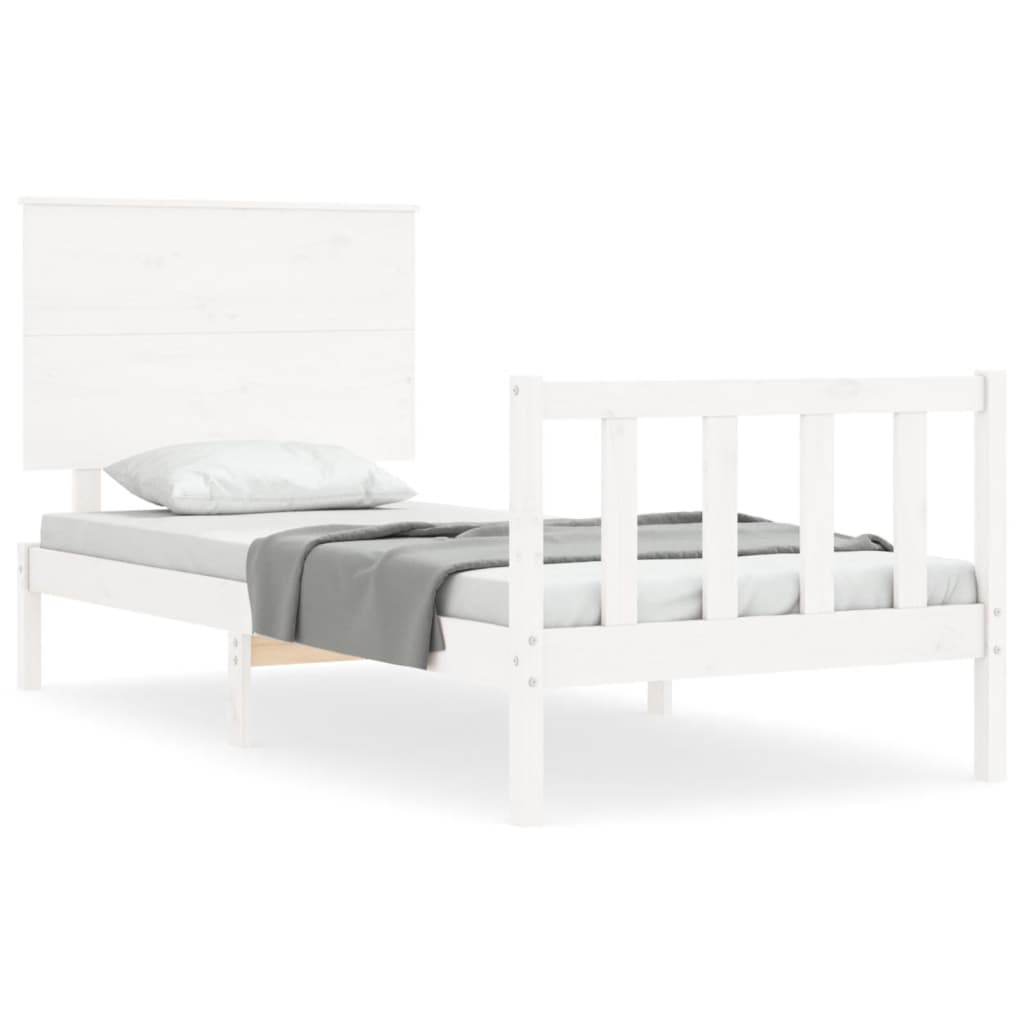Cadre de lit sans matelas blanc 100x200 cm bois de pin massif - XIOS