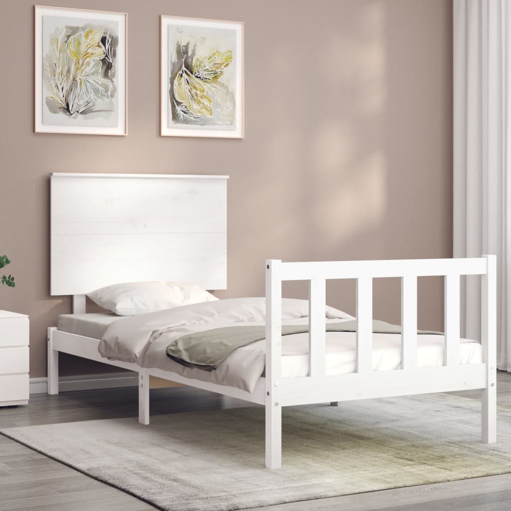 Cadre de lit sans matelas blanc 100x200 cm bois de pin massif - XIOS