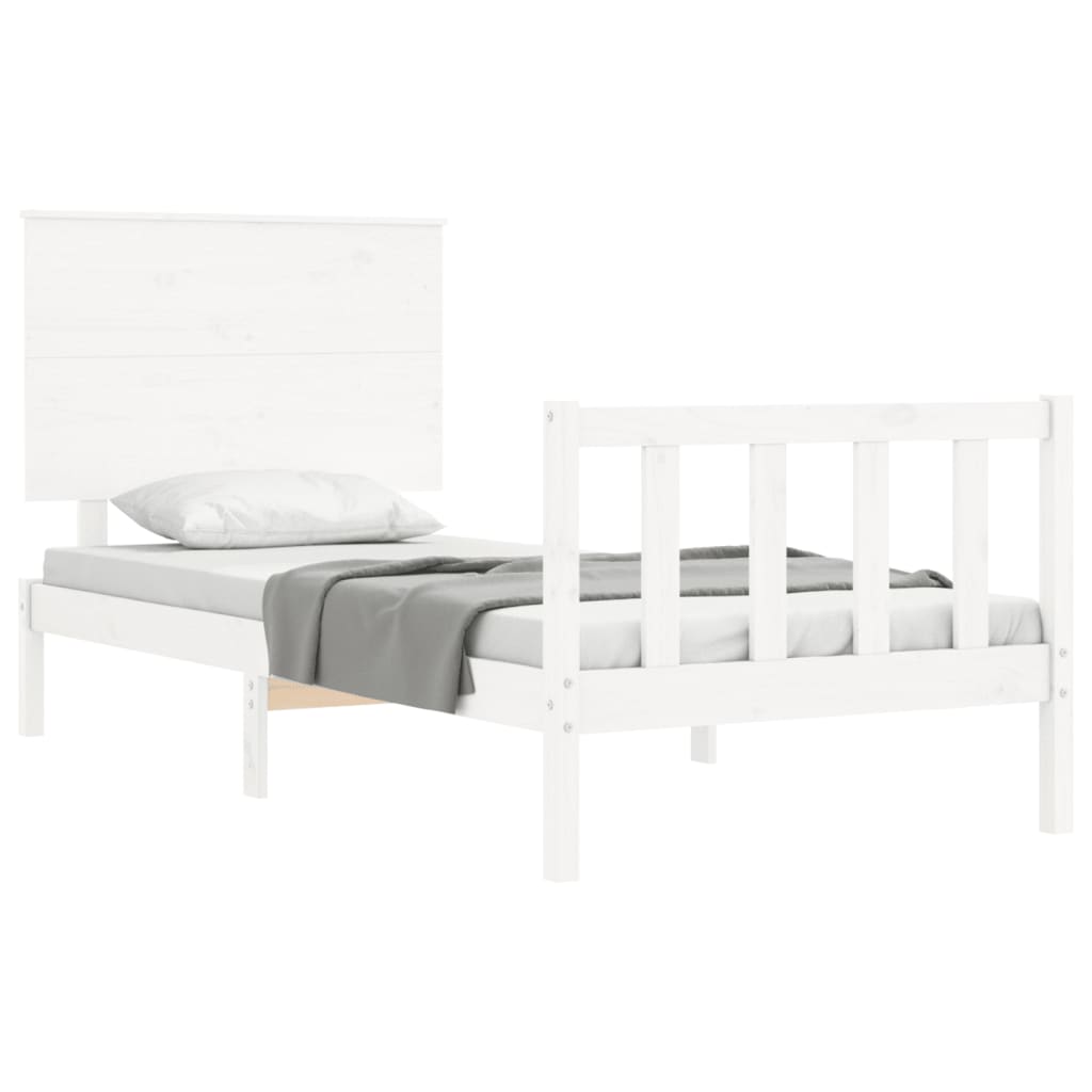 Cadre de lit sans matelas blanc 100x200 cm bois de pin massif - XIOS