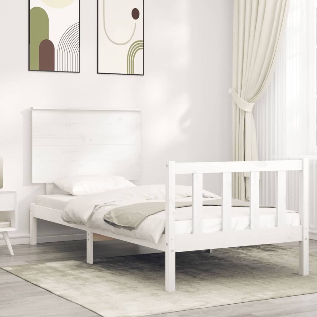 Cadre de lit sans matelas blanc 100x200 cm bois de pin massif - XIOS