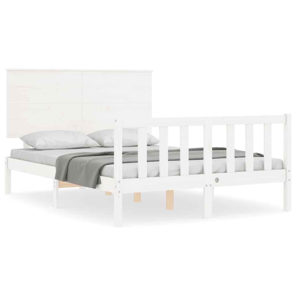 Cadre de lit sans matelas blanc 120x200 cm bois de pin massif - XIOS