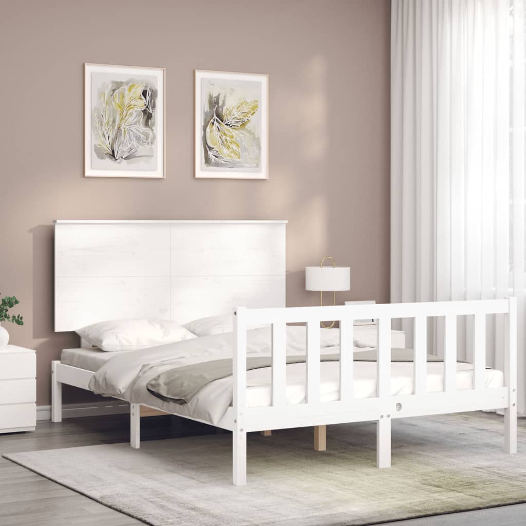 Cadre de lit sans matelas blanc 120x200 cm bois de pin massif - XIOS