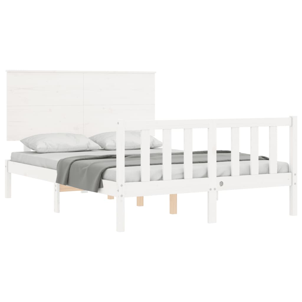 Cadre de lit sans matelas blanc 120x200 cm bois de pin massif - XIOS