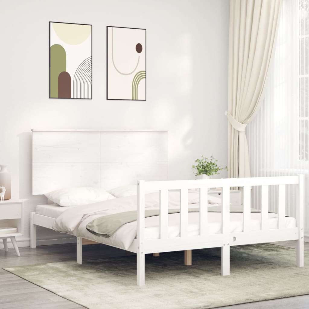 Cadre de lit sans matelas blanc 120x200 cm bois de pin massif - XIOS