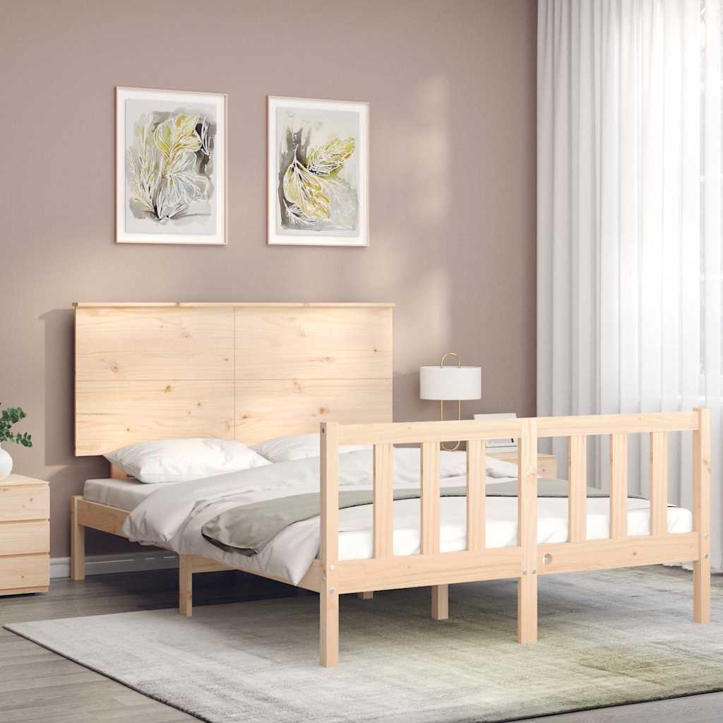 Cadre de lit sans matelas 140x200 cm bois massif de pin - XIOS