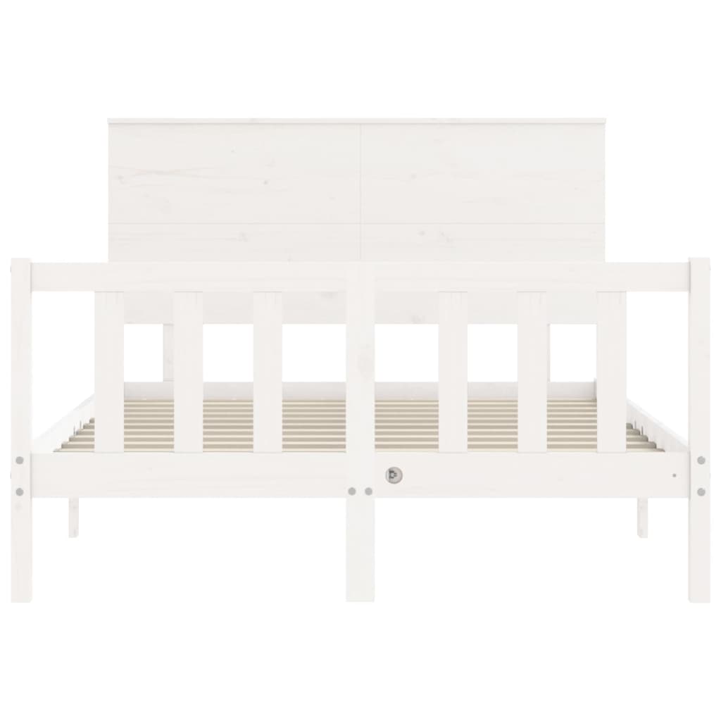 Cadre de lit sans matelas blanc 140x200 cm bois de pin massif - XIOS