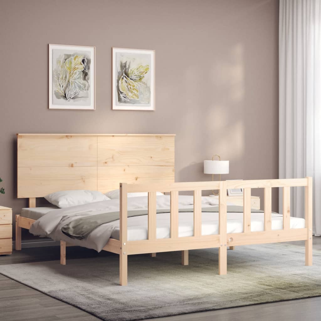 Cadre de lit sans matelas 160x200 cm bois massif de pin - XIOS