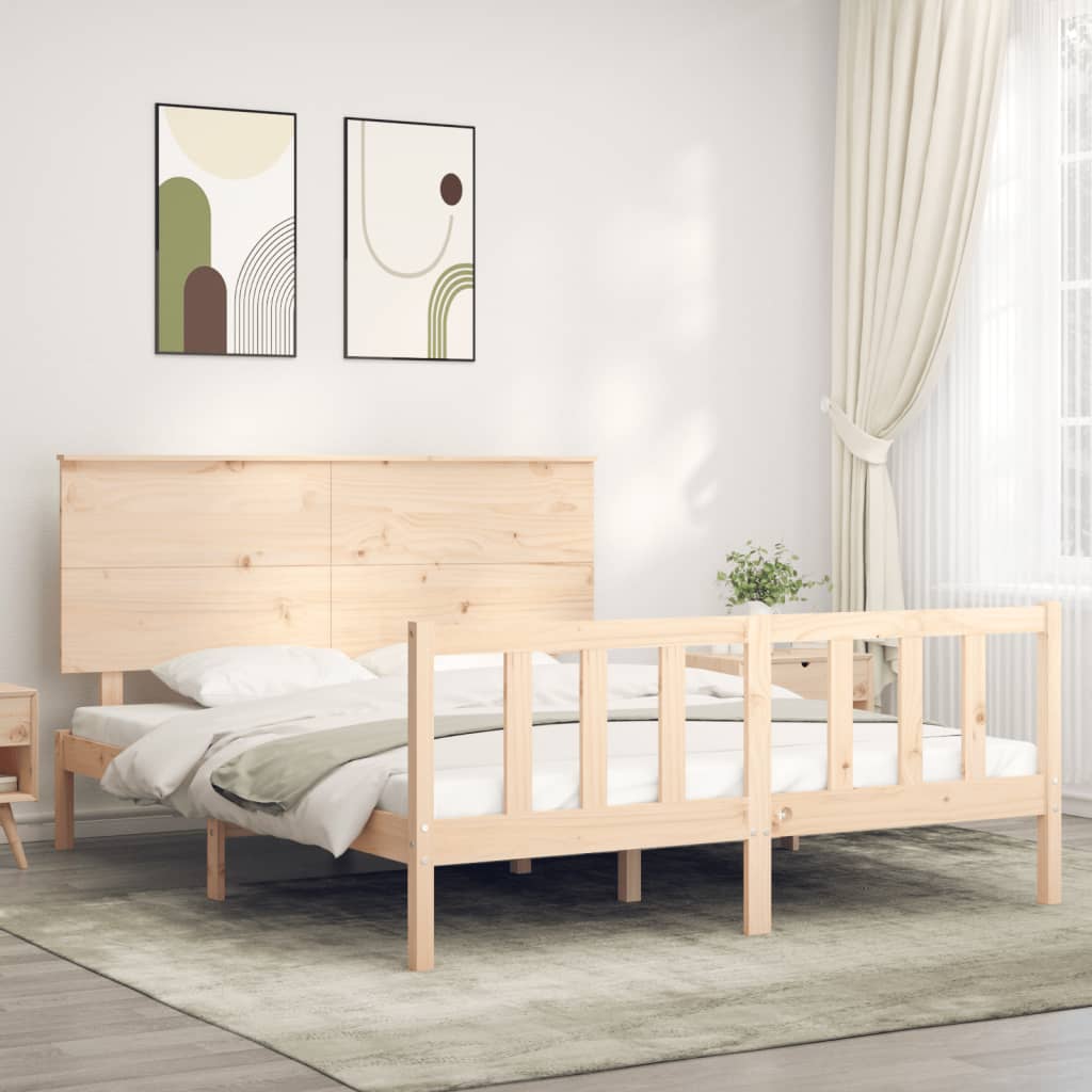 Cadre de lit sans matelas 160x200 cm bois massif de pin - XIOS