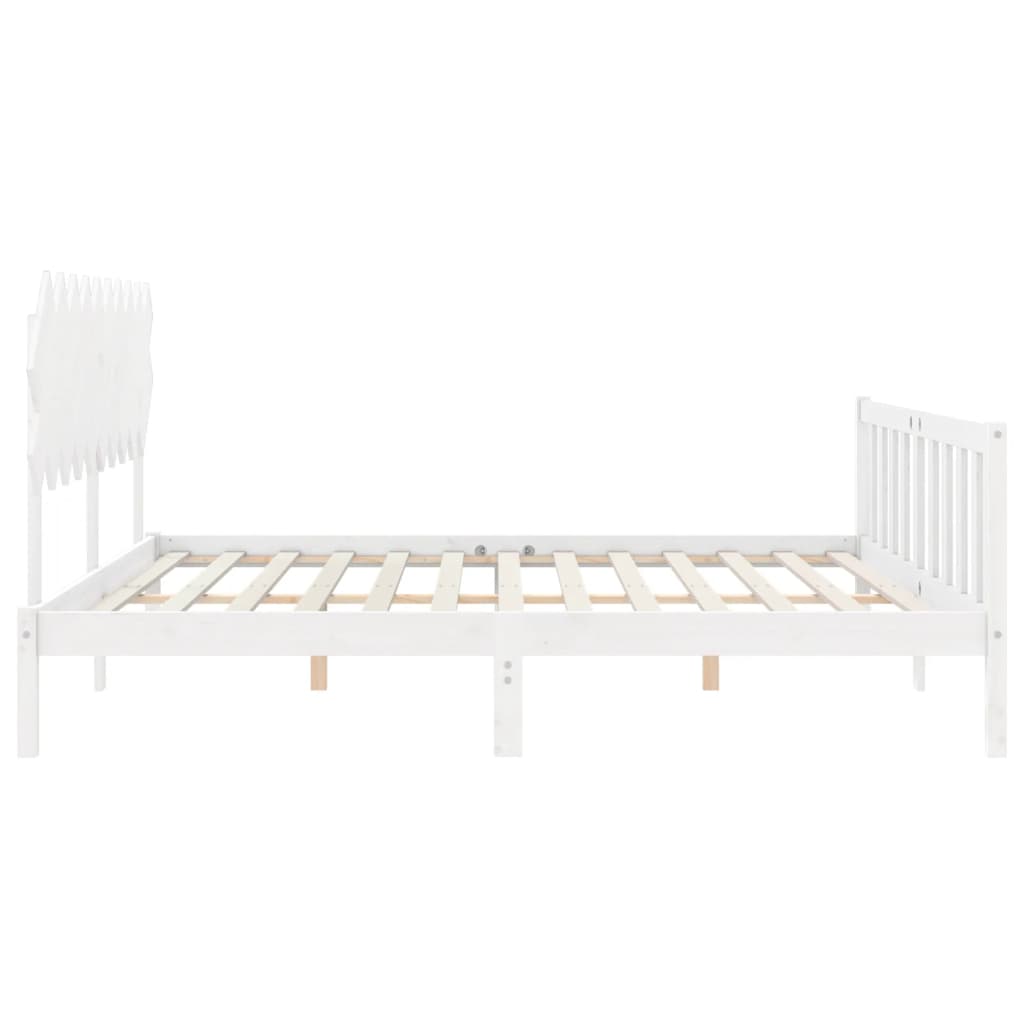 Cadre de lit sans matelas blanc bois de pin massif - XIOS