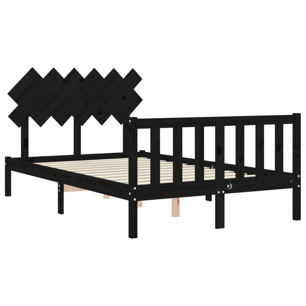Cadre de lit sans matelas noir bois de pin massif - XIOS
