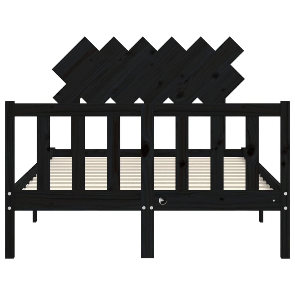 Cadre de lit sans matelas noir bois de pin massif - XIOS