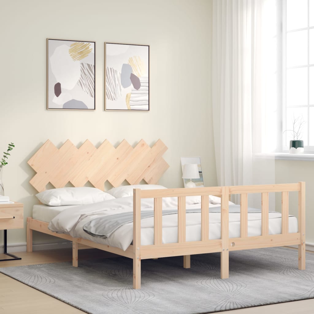Cadre de lit sans matelas 140x190 cm bois de pin massif - XIOS