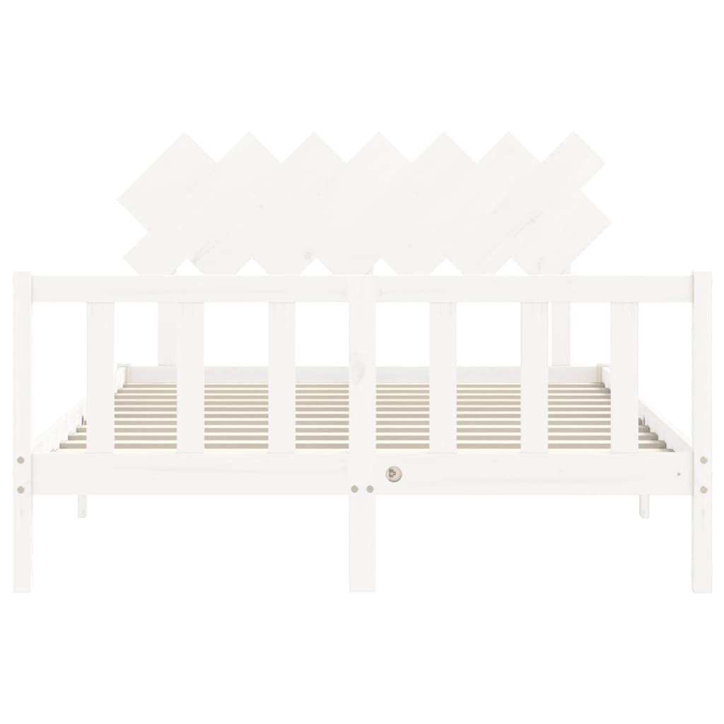Cadre de lit sans matelas blanc 140x190 cm bois de pin massif - XIOS