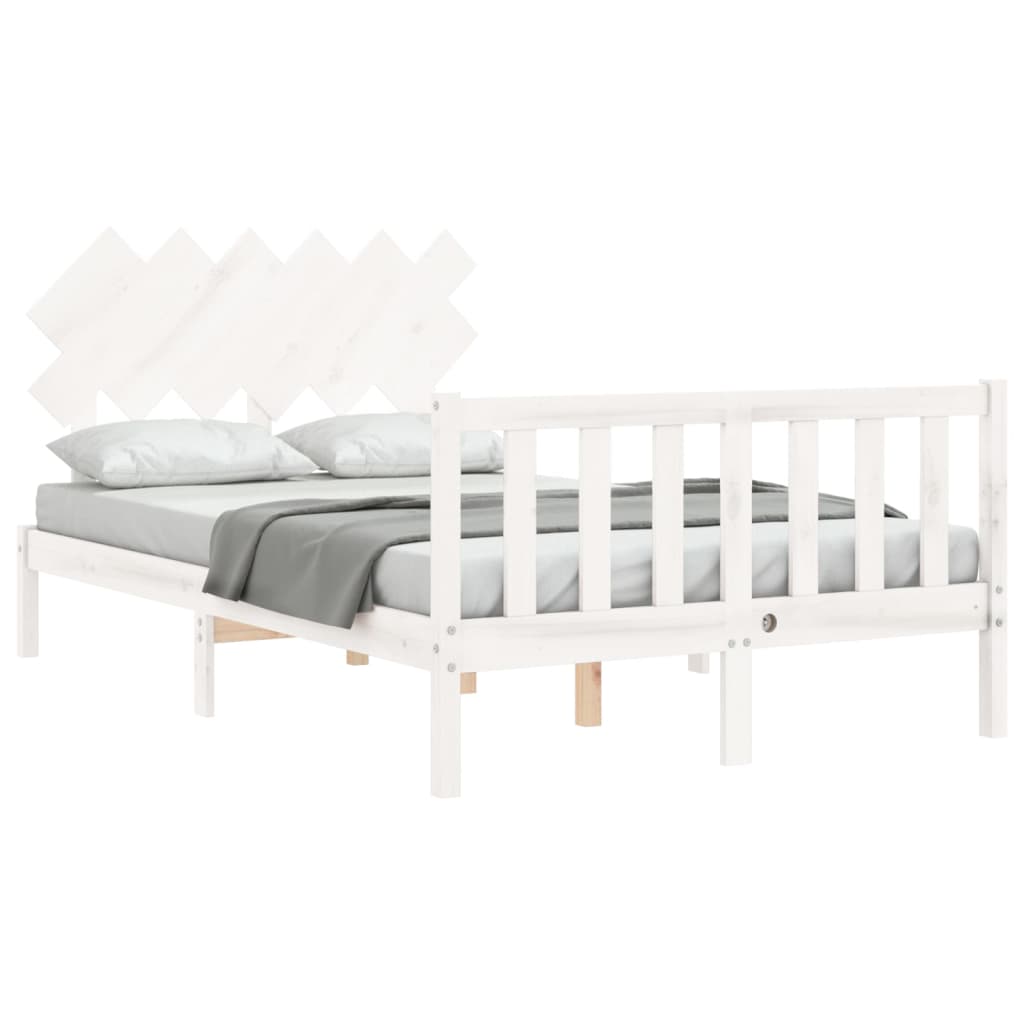 Cadre de lit sans matelas blanc 120x200 cm bois de pin massif - XIOS