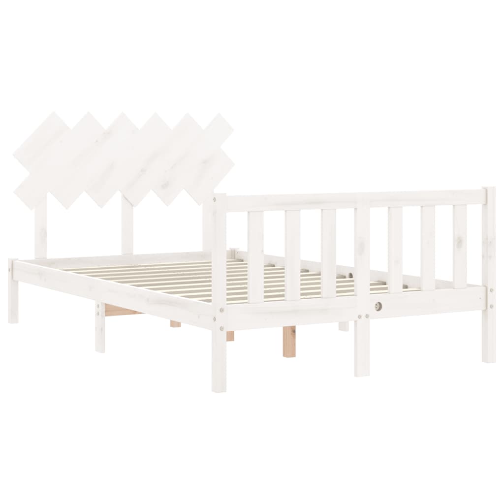 Cadre de lit sans matelas blanc 120x200 cm bois de pin massif - XIOS