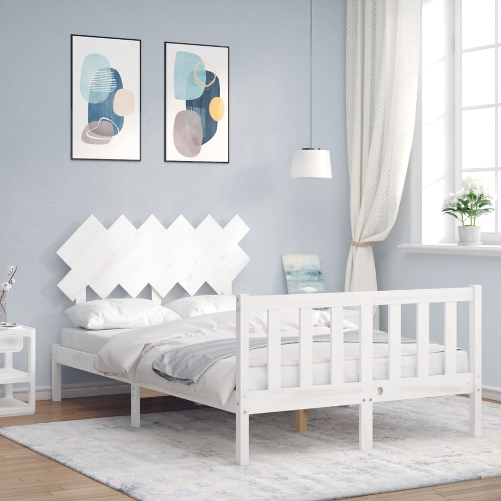 Cadre de lit sans matelas blanc 120x200 cm bois de pin massif - XIOS