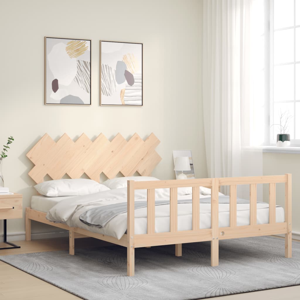 Cadre de lit sans matelas 140x200 cm bois massif de pin - XIOS