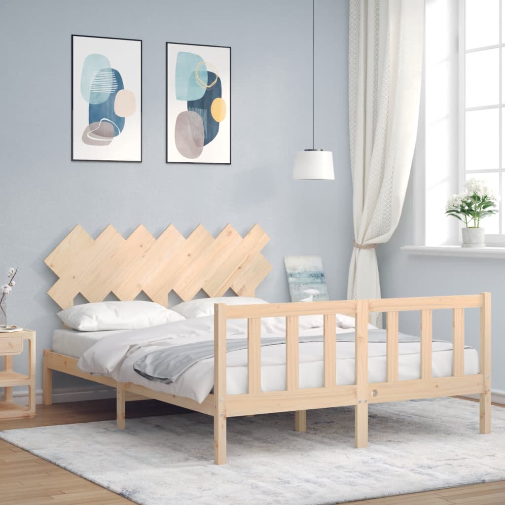 Cadre de lit sans matelas 140x200 cm bois massif de pin - XIOS