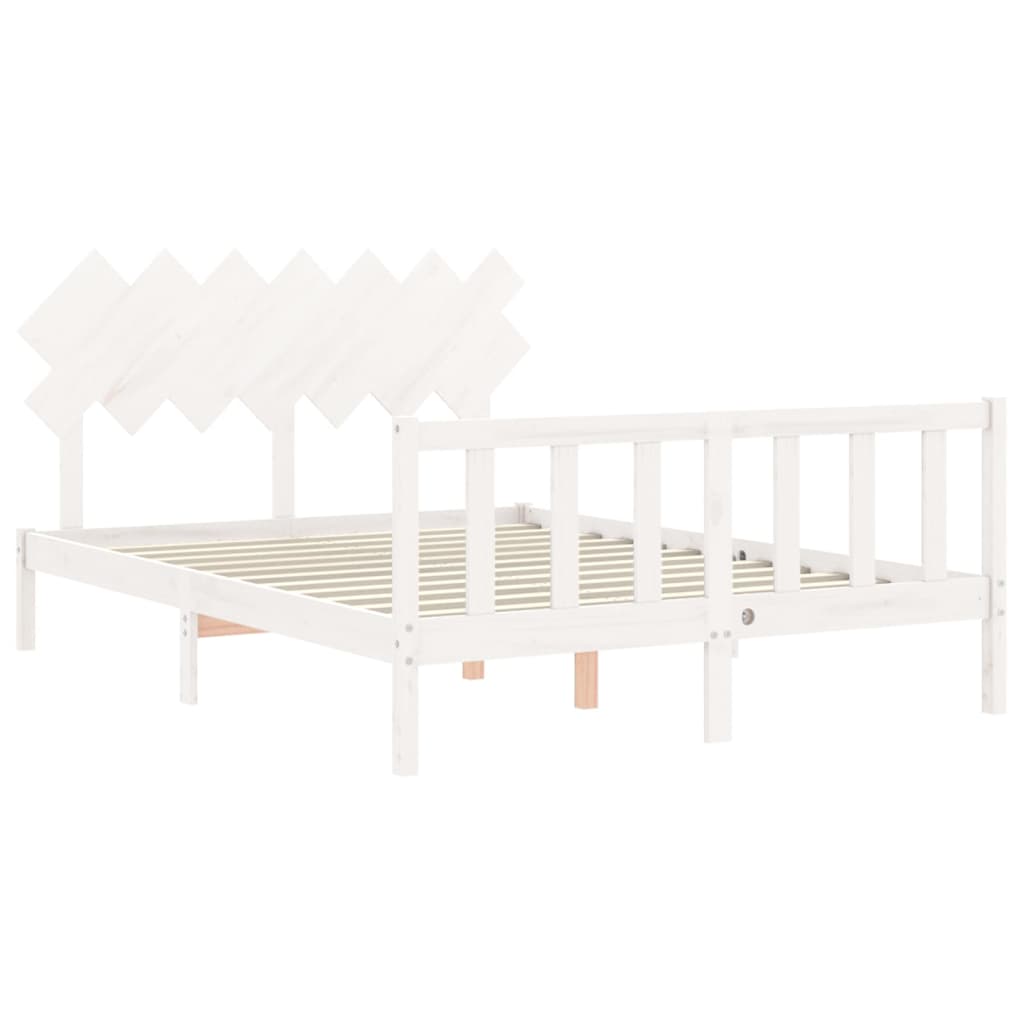 Cadre de lit sans matelas blanc 140x200 cm bois de pin massif - XIOS