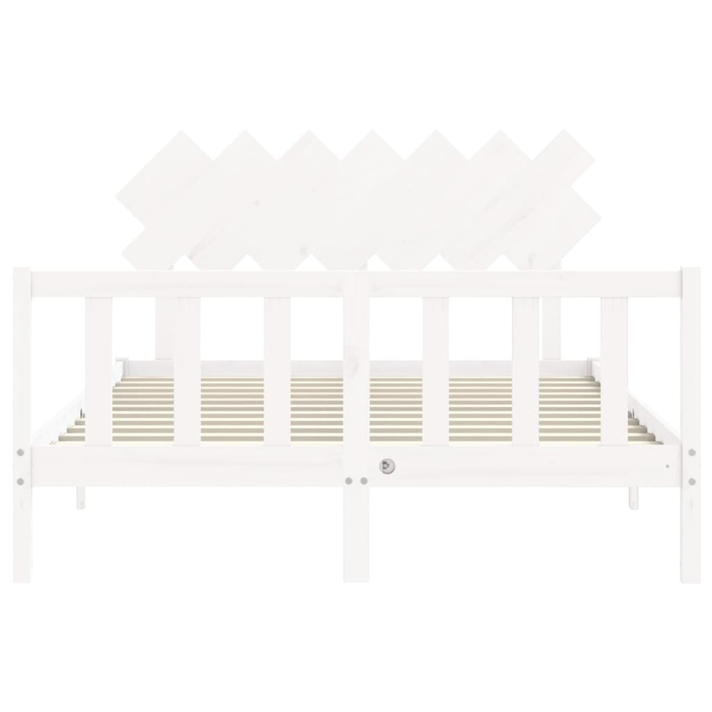Cadre de lit sans matelas blanc 140x200 cm bois de pin massif - XIOS