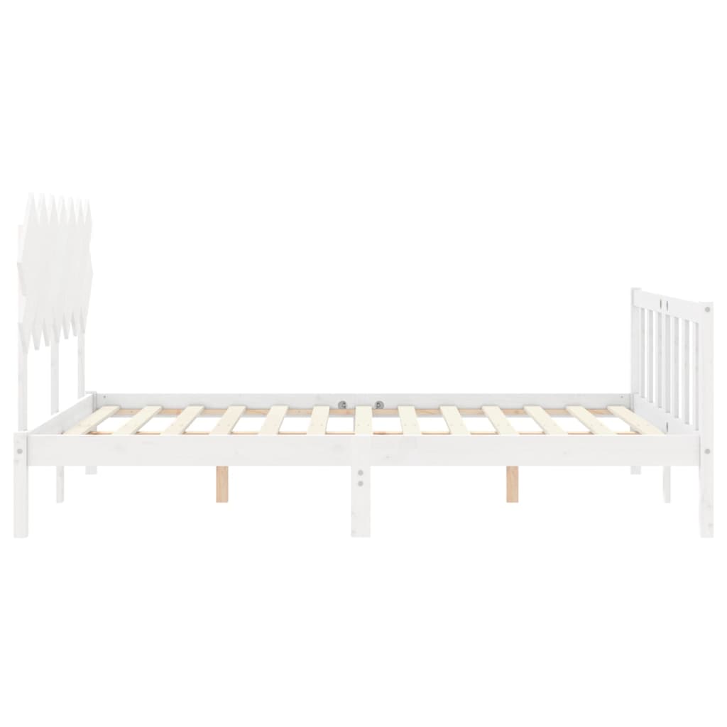 Cadre de lit sans matelas blanc 140x200 cm bois de pin massif - XIOS