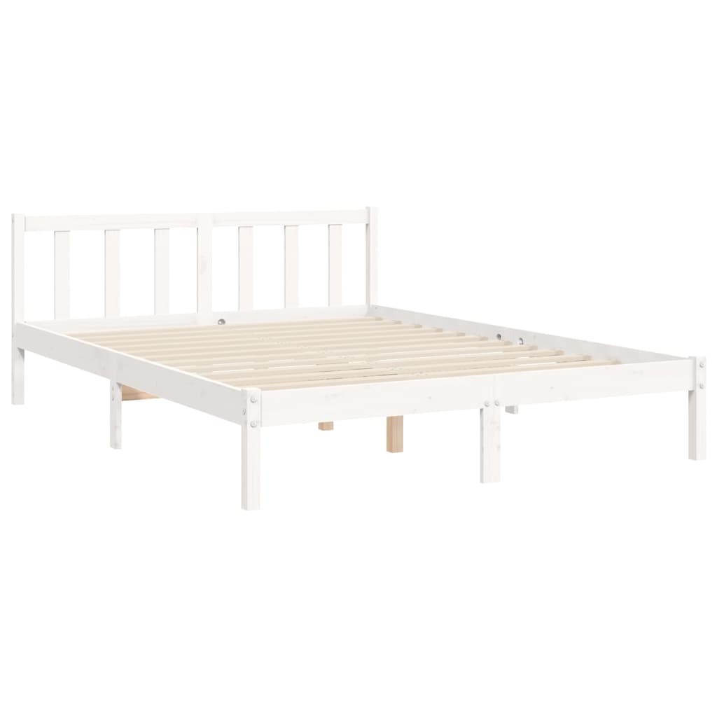 Cadre de lit sans matelas blanc 140x200 cm bois de pin massif - XIOS