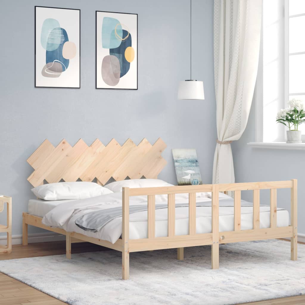 Cadre de lit sans matelas 160x200 cm bois massif de pin - XIOS