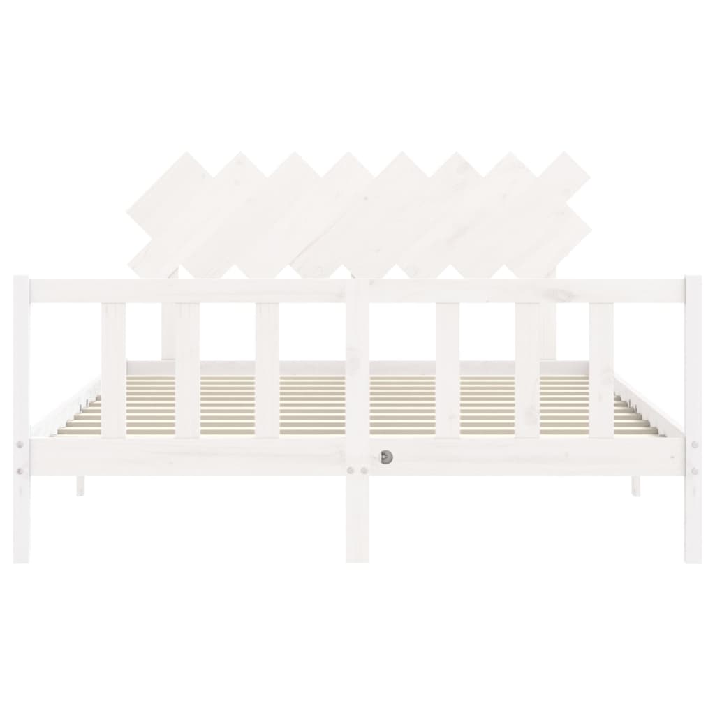 Cadre de lit sans matelas blanc 160x200 cm bois de pin massif - XIOS