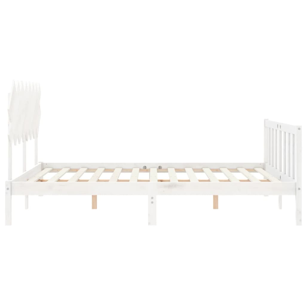 Cadre de lit sans matelas blanc 160x200 cm bois de pin massif - XIOS