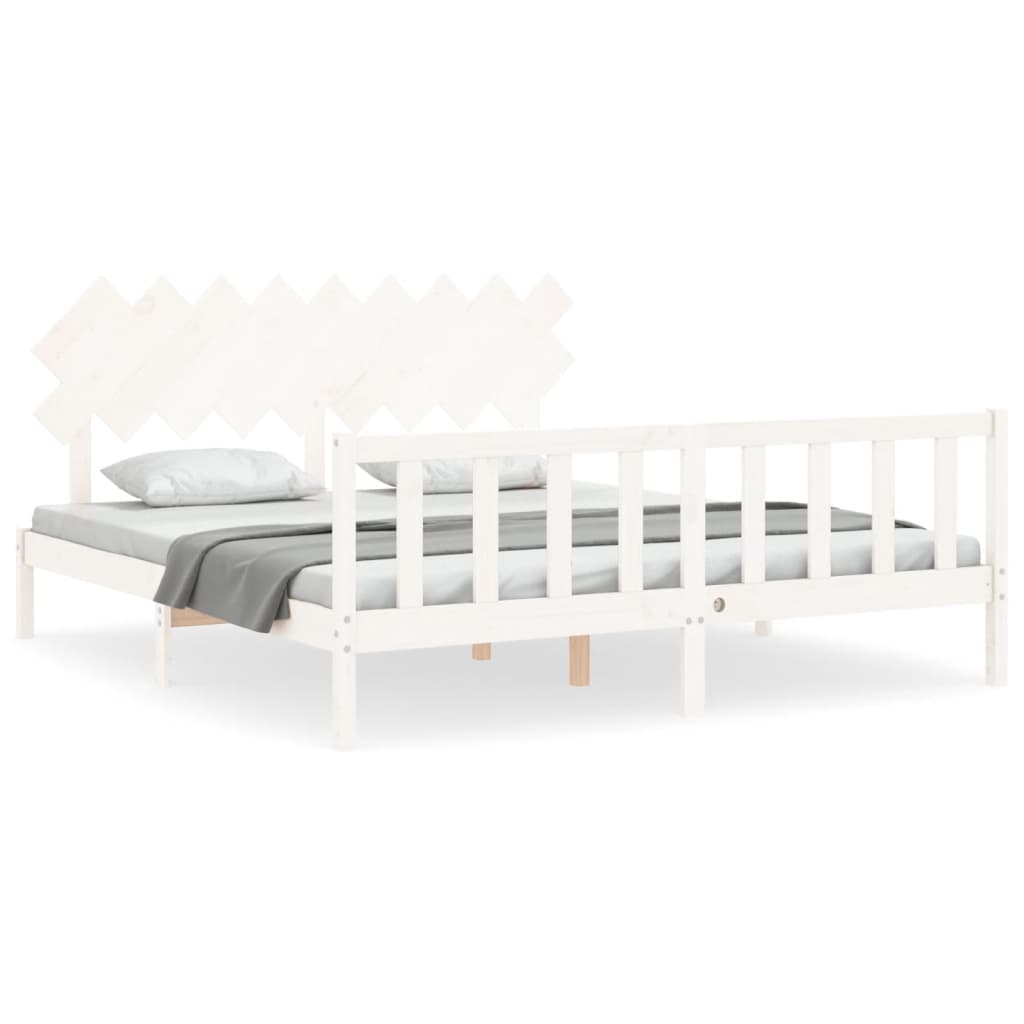 Cadre de lit sans matelas blanc bois massif de pin - XIOS