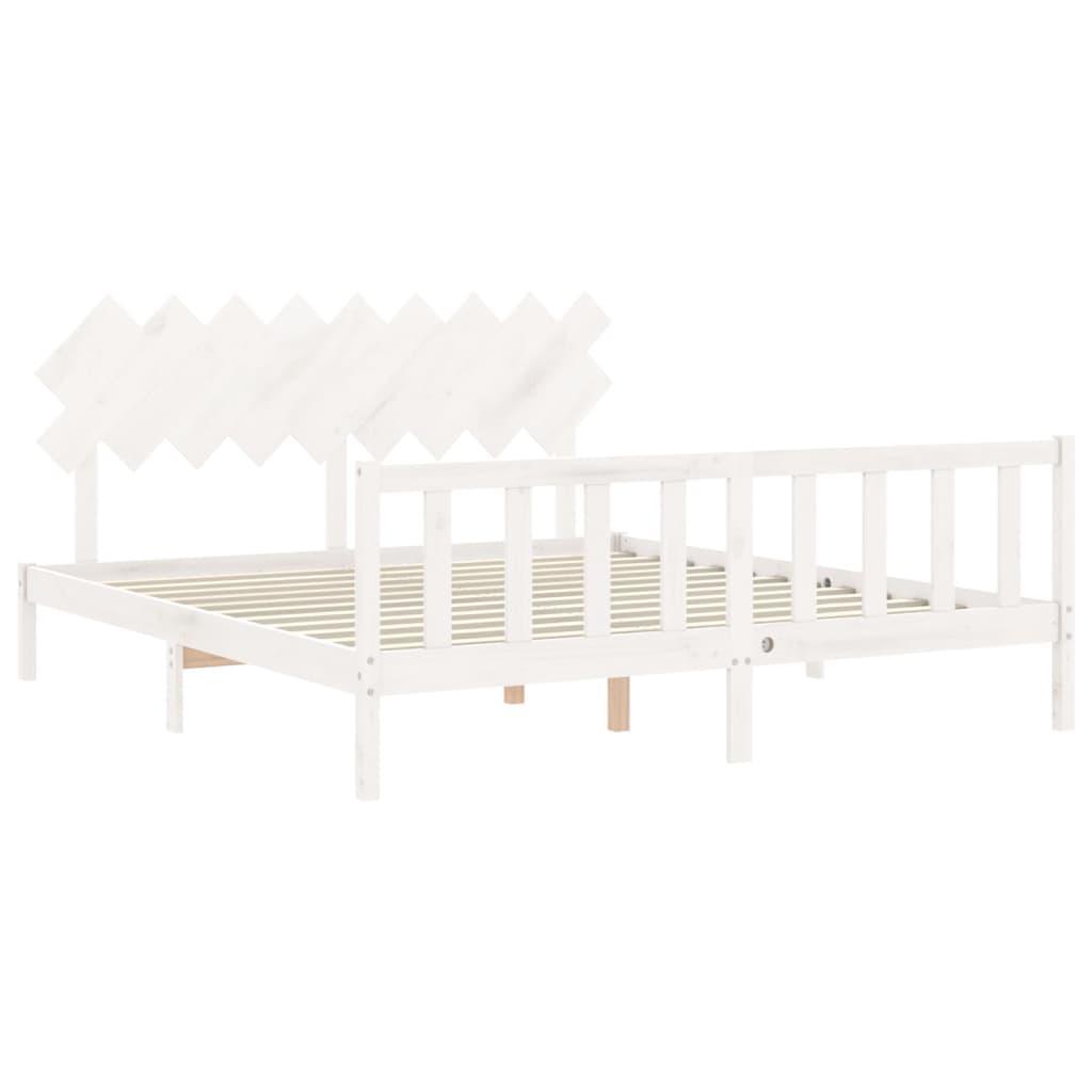 Cadre de lit sans matelas blanc bois massif de pin - XIOS