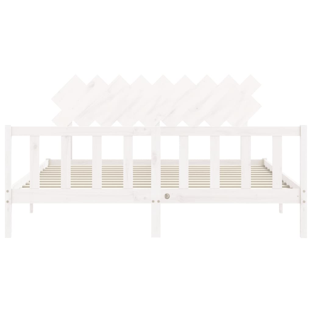 Cadre de lit sans matelas blanc bois massif de pin - XIOS