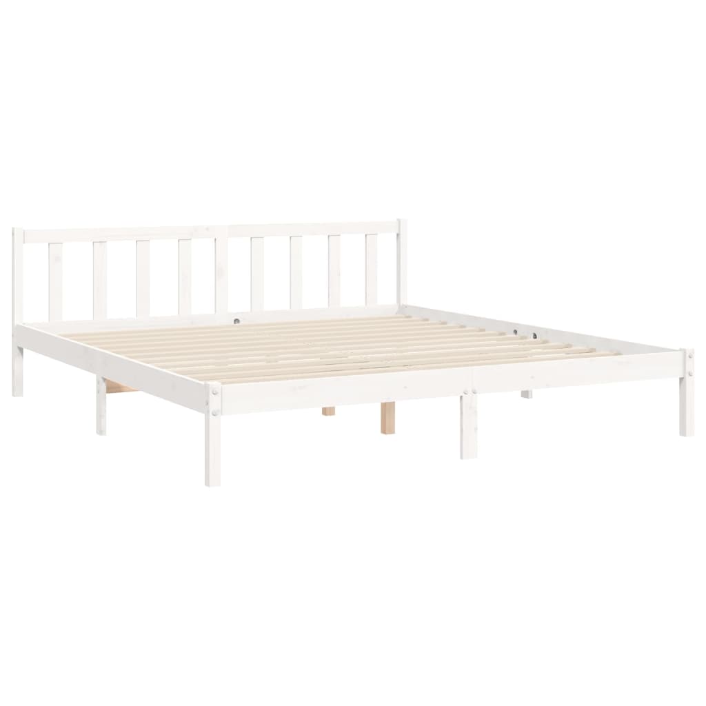 Cadre de lit sans matelas blanc bois massif de pin - XIOS
