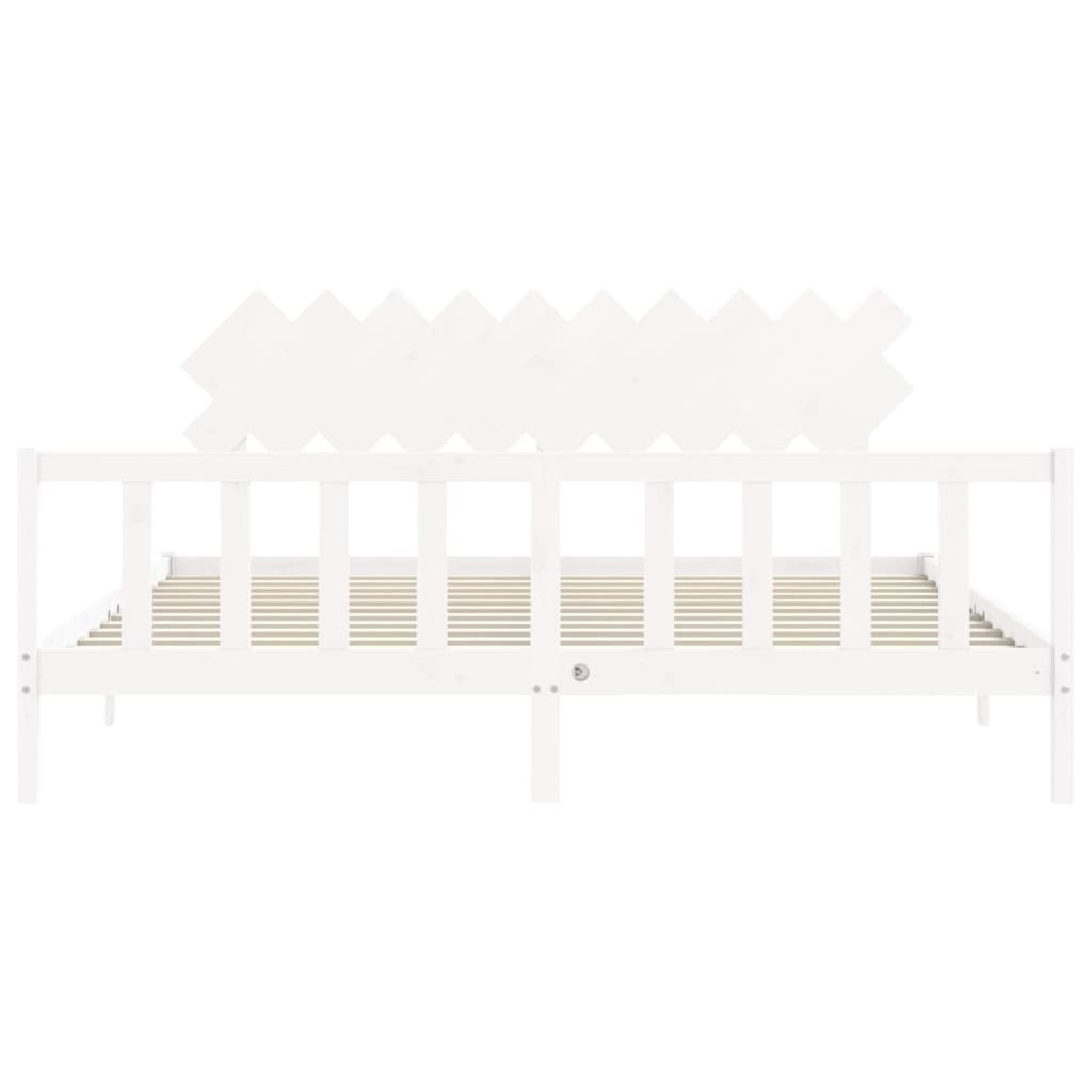 Cadre de lit sans matelas blanc 200x200 cm bois massif de pin - XIOS