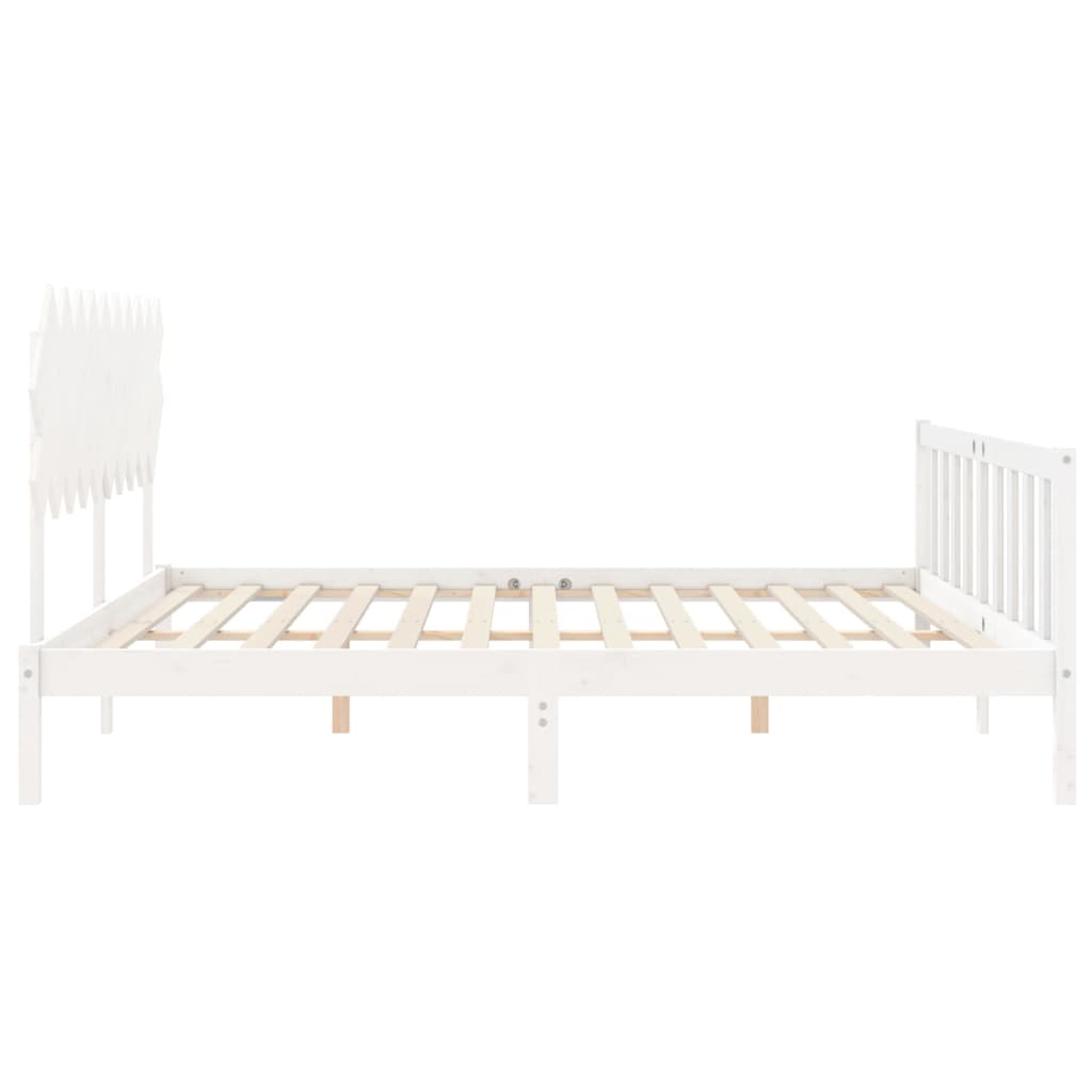Cadre de lit sans matelas blanc 200x200 cm bois massif de pin - XIOS