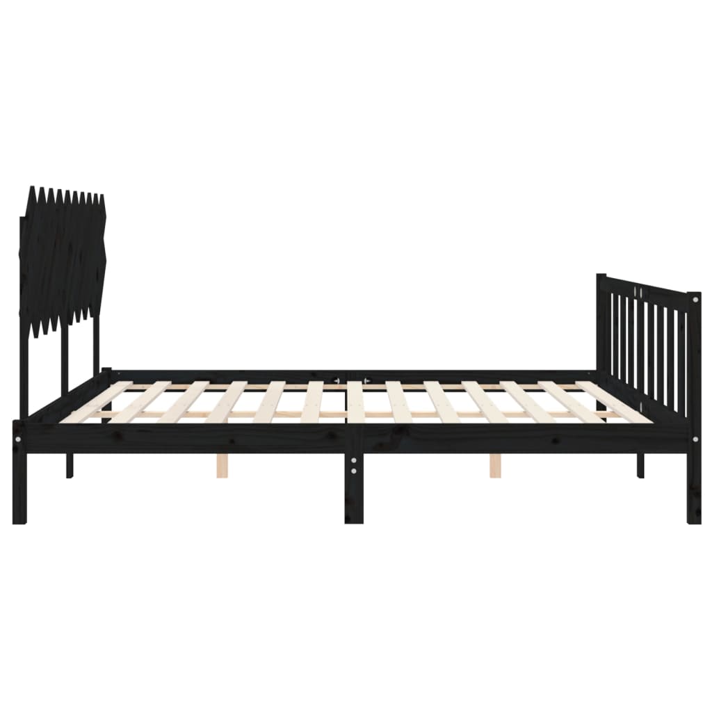 Cadre de lit sans matelas noir 200x200 cm bois massif de pin - XIOS