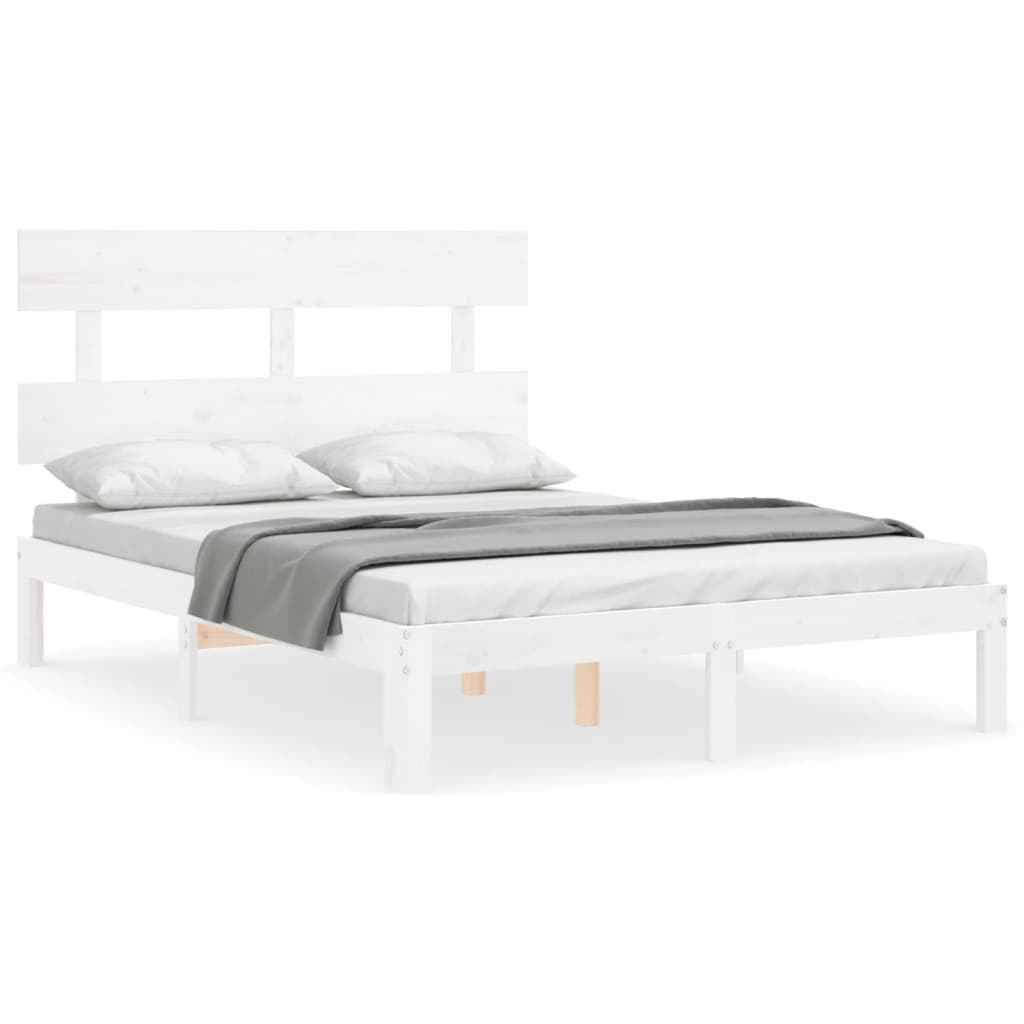 Cadre de lit sans matelas blanc bois de pin massif - XIOS