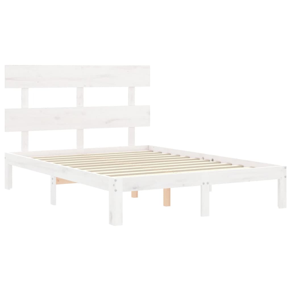 Cadre de lit sans matelas blanc bois de pin massif - XIOS