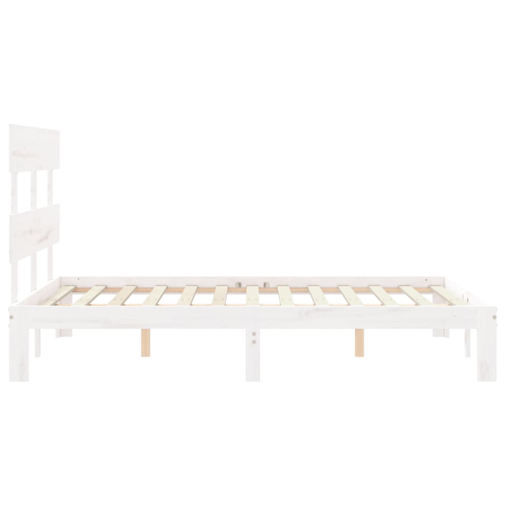 Cadre de lit sans matelas blanc bois de pin massif - XIOS
