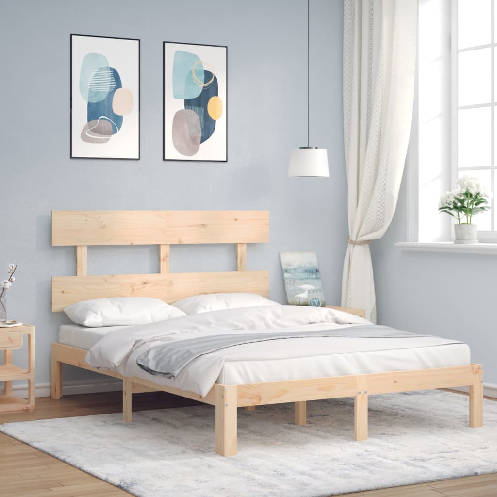 Cadre de lit sans matelas 140x190 cm bois de pin massif - XIOS
