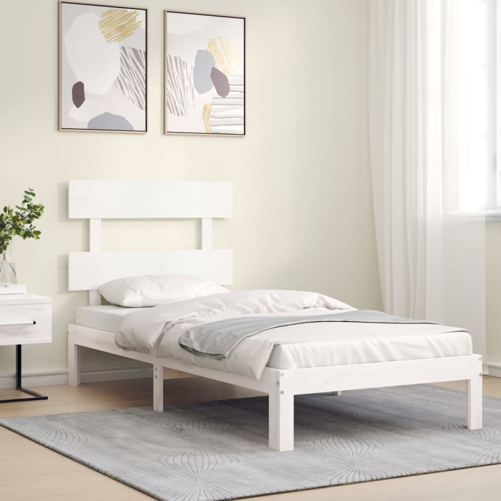 Cadre de lit sans matelas blanc 90x200 cm bois de pin massif - XIOS