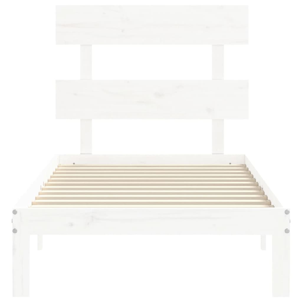 Cadre de lit sans matelas blanc 90x200 cm bois de pin massif - XIOS